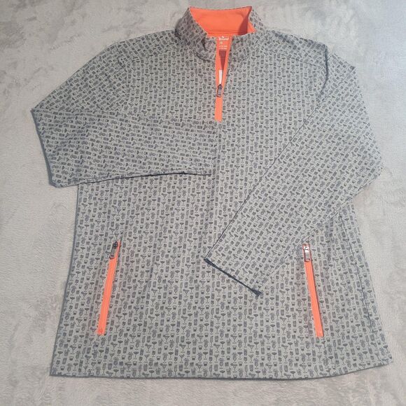 Other - Birdie Bound Golf Pullover Jacket Mens Large Gray 1/4 Zip Cocktail Print Pockets